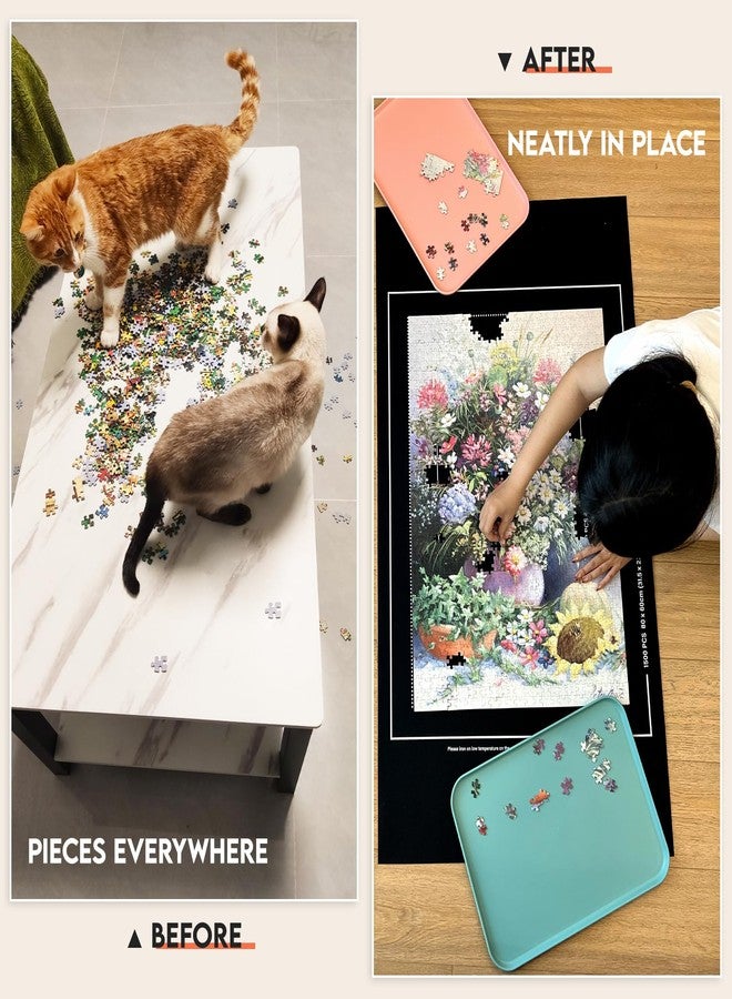 Nariolar Jigsaw Puzzle Mat Roll Up - 47 x 26 Inch Portable Non-Slip Rubber & Felt Mat for 500/1000/1500 Piece Puzzles, Pack of 2 Mats - Image 5